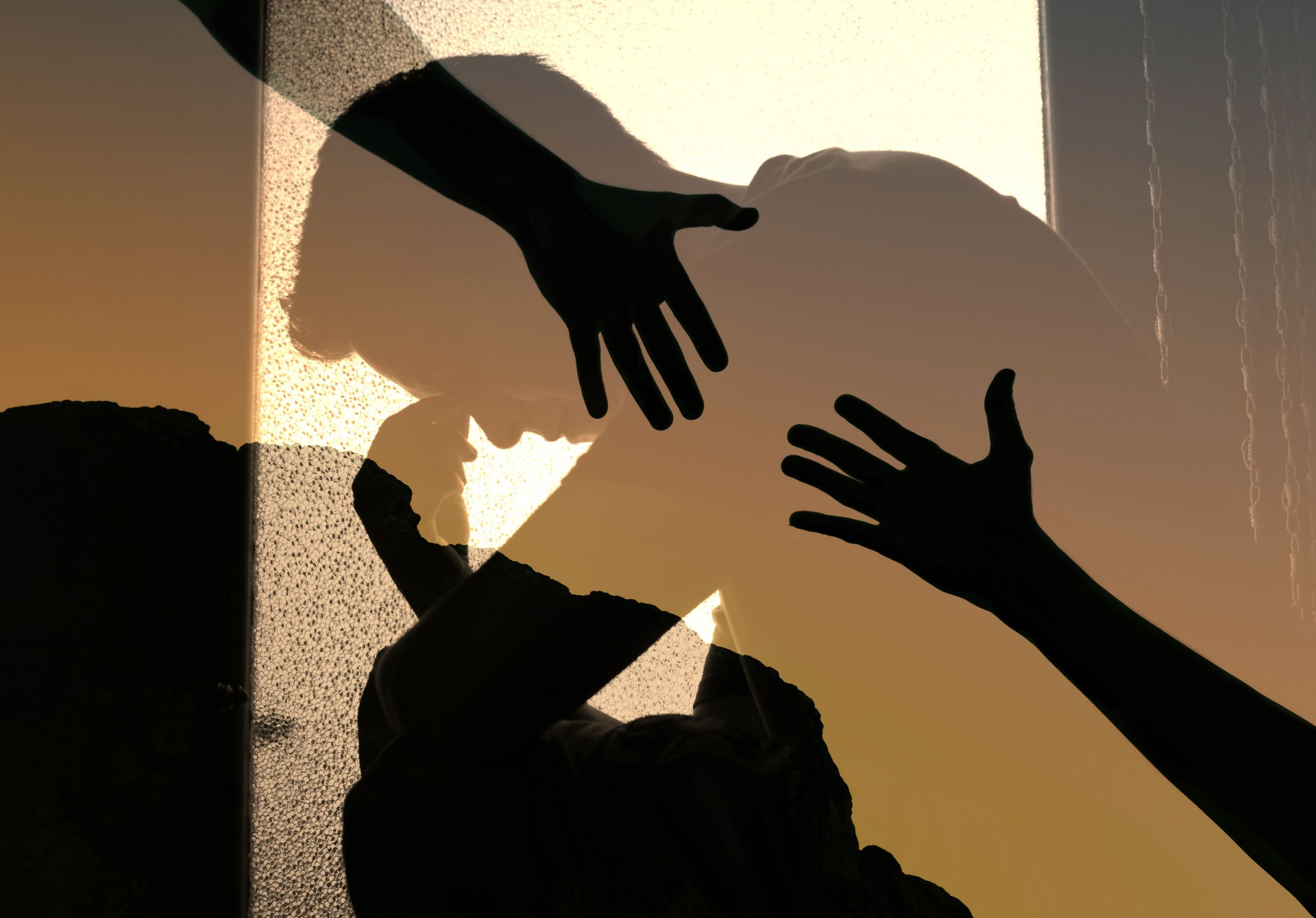 depressed sad man in need of helping hand emotional support